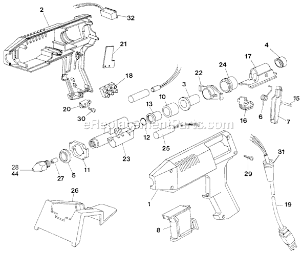 Page A Diagram and Parts List for TG4SA Type 1 Black and Decker Glue Gun